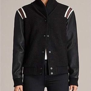 AllSaints Leather sleeves Bomber jacket